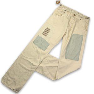 NWT Spellbound Men's Work Jeans Size 30 Off White Patchwork Regular Straight Leg